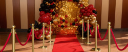 Gold Stanchions and Velvet Ropes Set (two posts one rope Per Set)