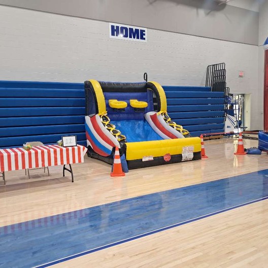 Bounce house and slide combo set up for kids